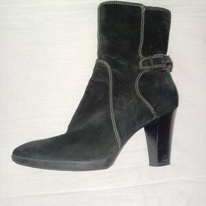 CIRCA Joan & David 6M Ankle Boots Black CJChelsey Suede Leather Heel Comfort Zip